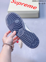 Nike Dunk Low Supreme-Style White and Navy Sneakers