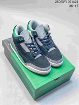 Air Jordan 3 Mid Sneakers in Navy, Grey and Green
