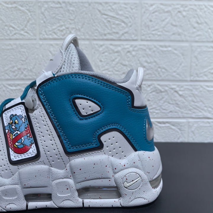 Nike Air More Uptempo Cartoon Bear Sneakers, White Blue Red