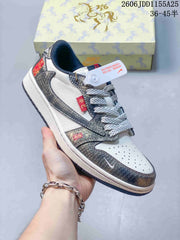 Jordan Air Jordan 1 Low OG SP White and Metallic Gray Sneakers