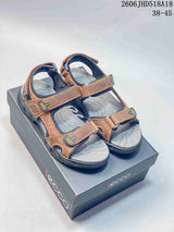 ECCO Open-Toe Adjustable Strap Sandals, Brown and Gray