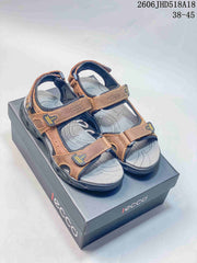 ECCO Open-Toe Adjustable Strap Sandals, Brown and Gray