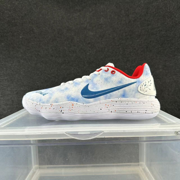 Nike White and Blue Lunar Basketball Shoes