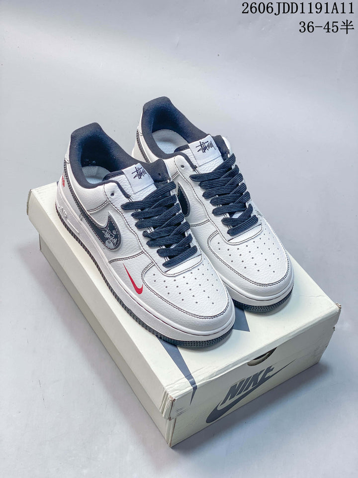 Nike Air Force 1 '07 Low White and Navy Sneakers