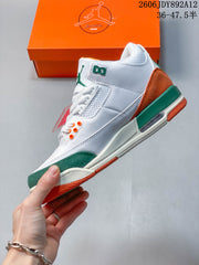Jordan Air Jordan 3 Retro White Orange Green Sneakers