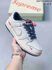 Nike Dunk Low Retro Custom Sneakers White and Navy