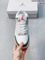 Air Jordan 3 Mid Sneakers White Grey Pink