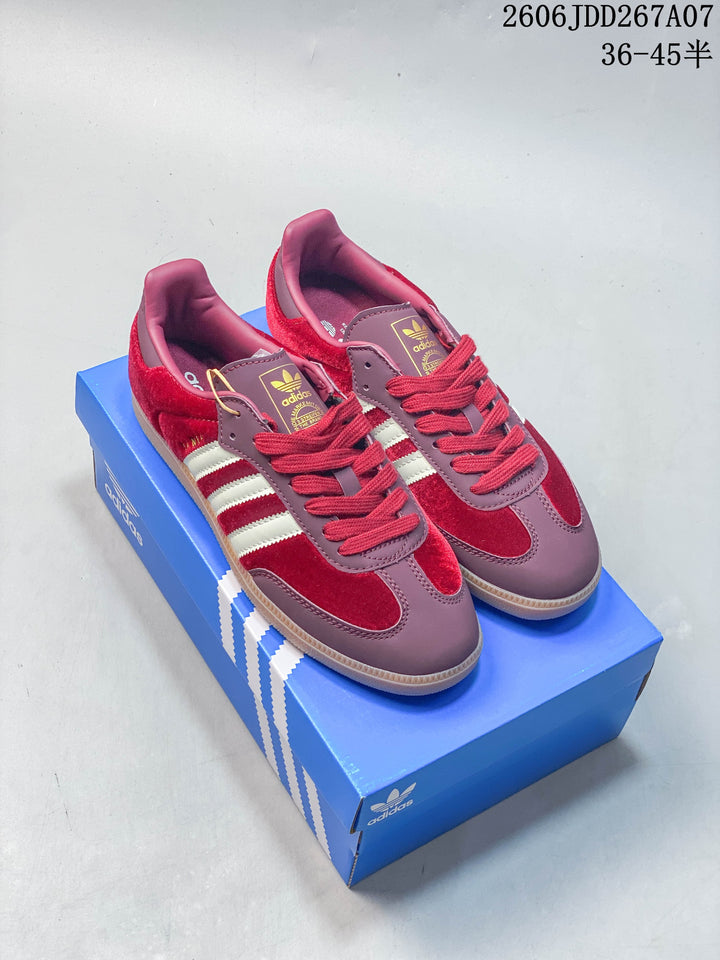 adidas Samba Low-Top Sneakers, Red and Mauve