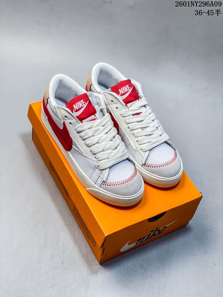 Nike Blazer Low ’77 Jumbo White and Red Sneakers