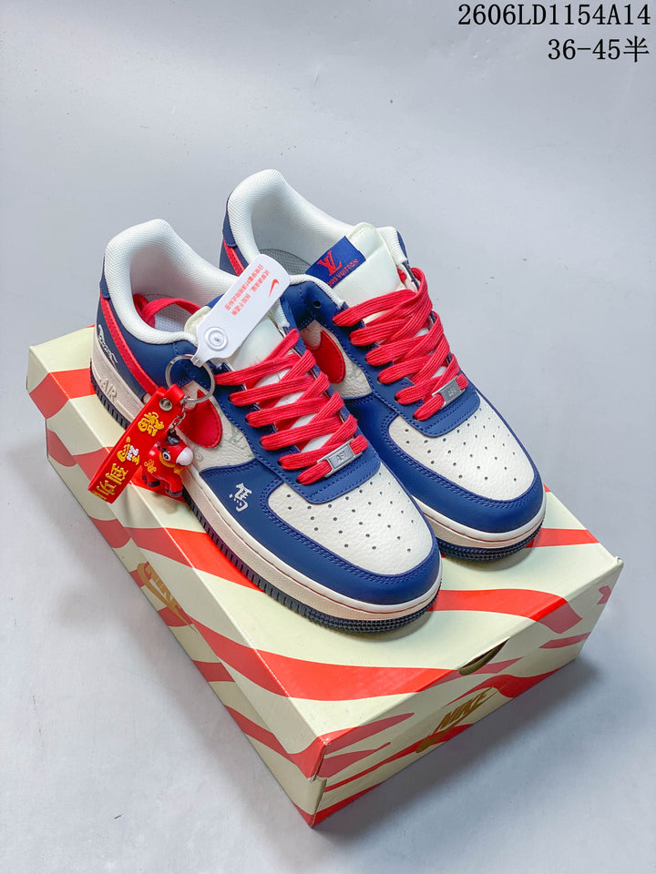 Nike Air Force 1 ’07 Low Sneakers in Blue, White and Red