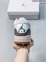 Air Jordan 3 Mid Sneakers White Grey Pink
