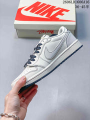 Jordan 1 Low Travis Scott Stüssy-Style White Sneakers