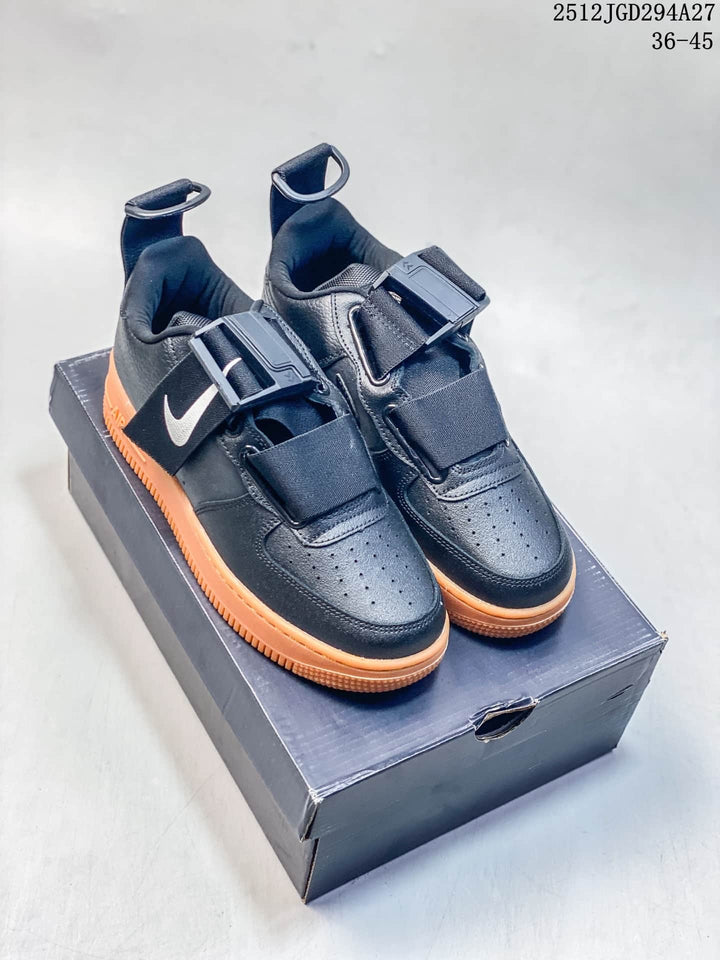 Nike Air Force 1 Utility BHM QS Low-Top Sneakers, Black and Orange