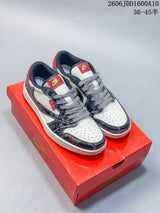 Travis Scott x Jordan 1 Low Stüssy-Style Sneakers, Grey Red