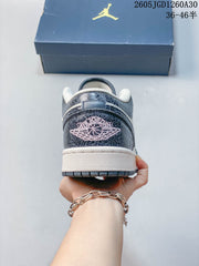 Air Jordan 1 Low Sneakers in Navy, White and Pink