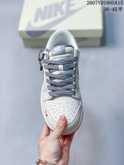 Nike SB Dunk Low Sneakers White Gray with Red Accents