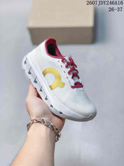 On Cloudstratus 3 Kids' Running Shoes White Burgundy Yellow