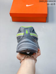 Nike Gray and Volt Retro Running Sneakers
