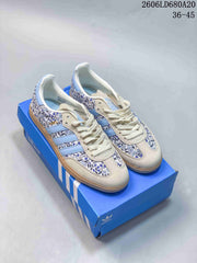 Adidas Samba OG Floral Print Sneakers, Blue and Cream KK2239