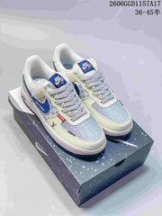 Nike Air Force 1 Low Sneakers in Cream, Gray and Blue