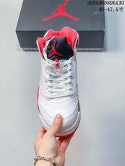 Jordan Air Jordan 5 Retro High White Red Basketball Sneakers