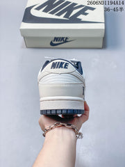Nike Dunk Low Retro Custom-Style Sneakers, Navy and White