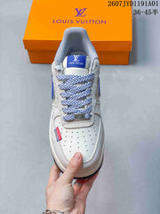 Nike Air Force 1 ’07 Low Louis Vuitton Style Sneakers Blue Gray