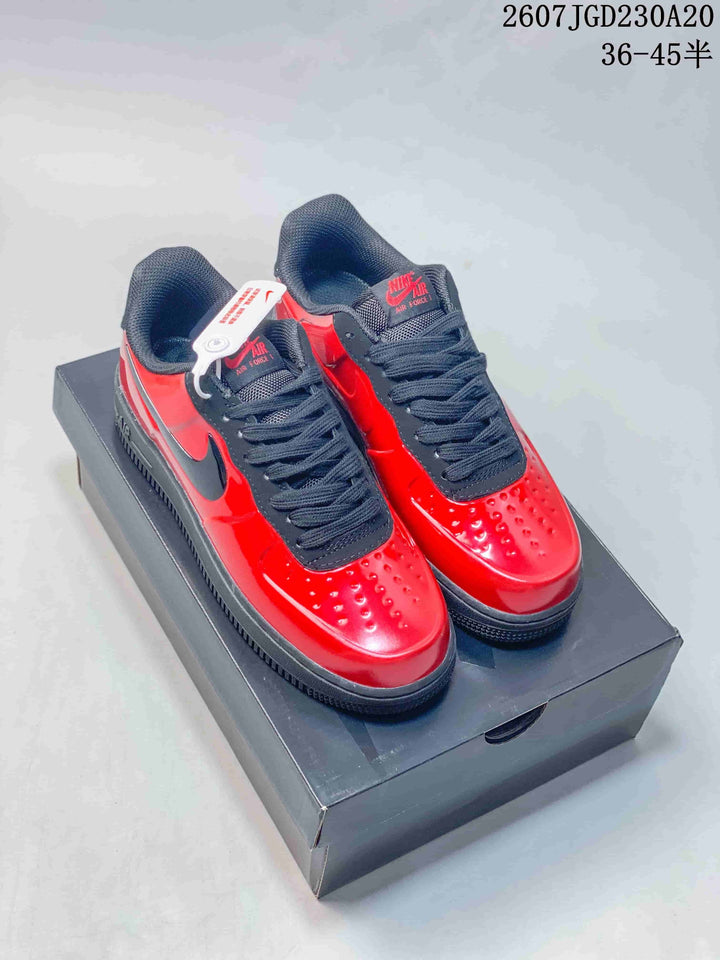 Nike Air Force 1 Low Red Black Patent Sneakers