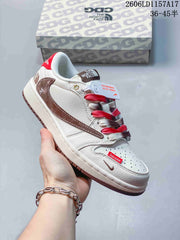 Air Jordan 1 Low White Brown Red Sneakers