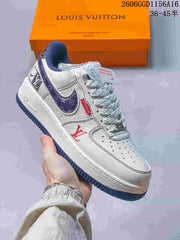 Nike Air Force 1 Low White and Navy Sneakers 2606GGD1156A16