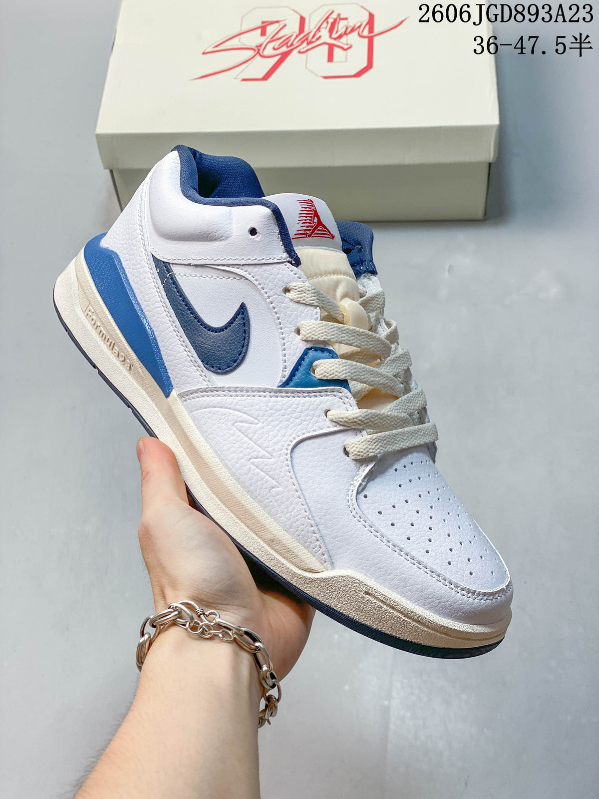 Jordan Stadium 90 Sneakers in White and Blue