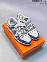 Nike SB Dunk Low Sneakers in White, Gray and Navy