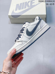 Jordan 1 Low Style Sneakers in Off-White and Navy