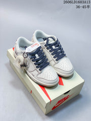 Nike Dunk Low Supreme-Style Sneakers in White and Navy