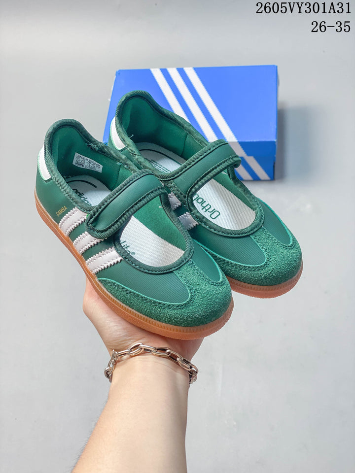 adidas Originals Samba Jane Kids' Shoes, Green and White
