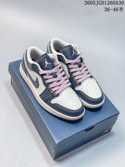 Air Jordan 1 Low Sneakers in Navy, White and Pink