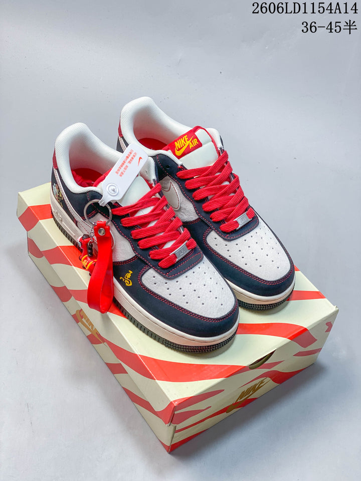 Nike Air Force 1 '07 Low Sneakers in Navy, White and Red