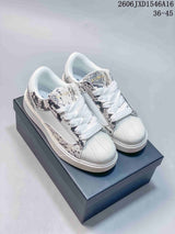 Numeris Low-Top Sneakers in White with Snake-Print Panels