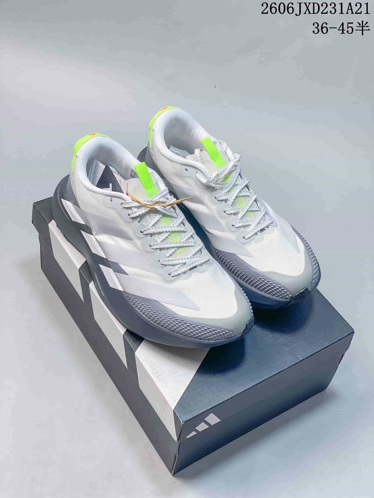 Adidas Adizero Evo SL Running Shoes, White and Grey