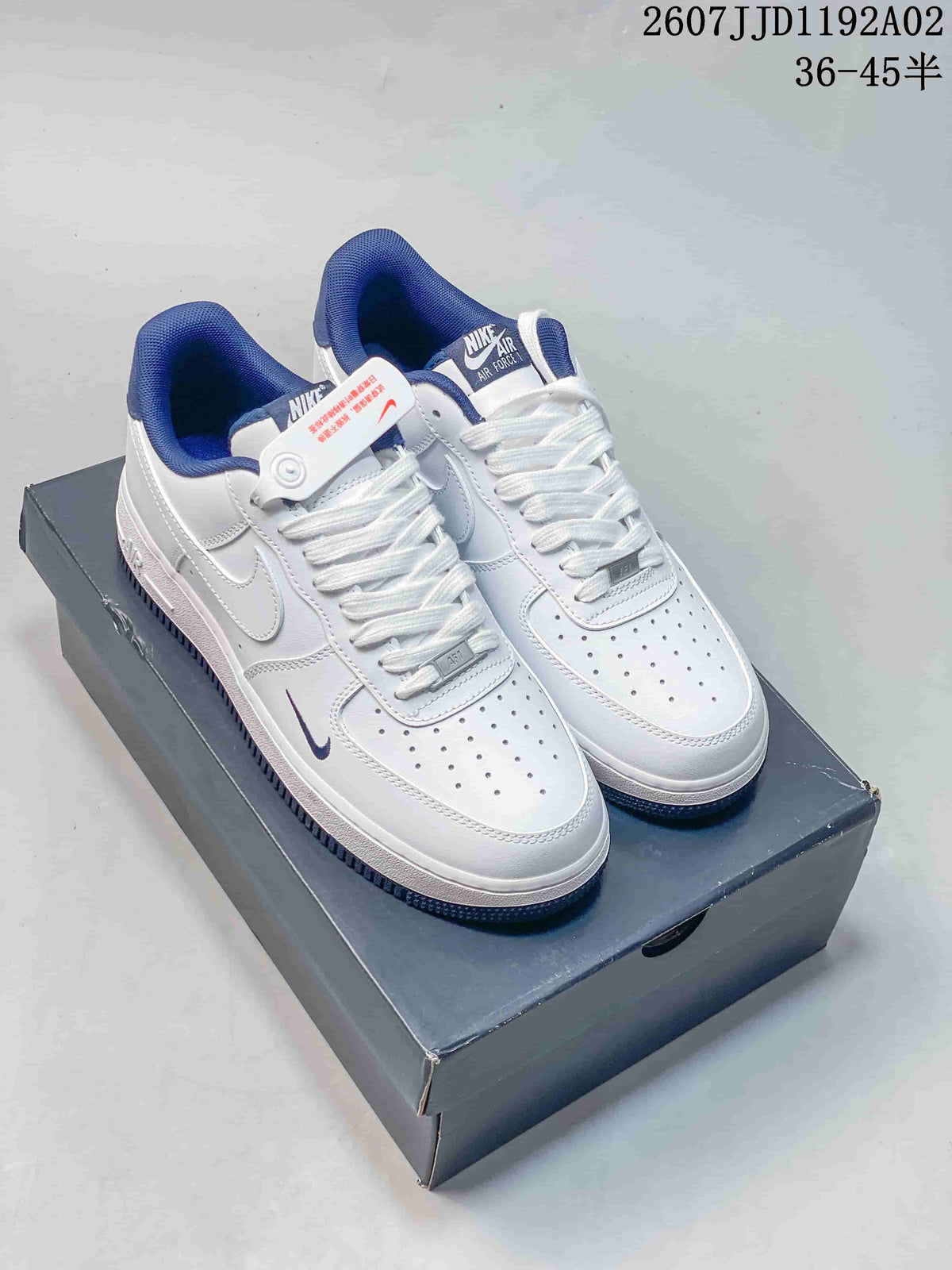 Nike Air Force 1 ’07 Low White and Navy Sneakers