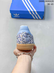 Adidas Samba OG Floral Print Sneakers, Blue and Cream KK2239