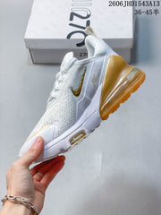 Nike Air Max 270 White and Gold Sneakers