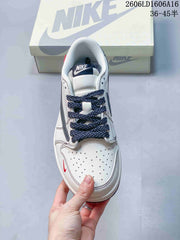 Jordan 1 Low Style Sneakers in Off-White and Navy