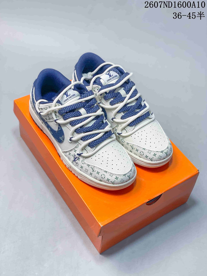 Nike SB Dunk Low White Blue Monogram Sneakers 2607ND1600A10