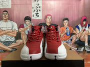 Jordan 12 High-Top Sneakers in Red and White