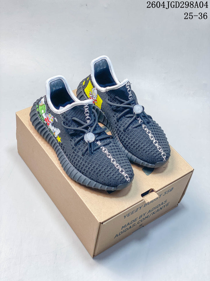 adidas Yeezy 350 V2 Kids Sneakers, Charcoal Graphic