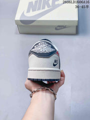Jordan 1 Low Style Sneakers in Off-White and Navy