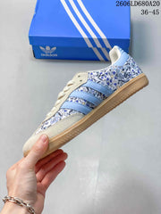 Adidas Samba OG Floral Print Sneakers, Blue and Cream KK2239