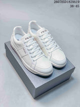 Prada Downtown White Leather Low-Top Sneakers 2607HXD1829A19