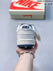 Nike Dunk Low Supreme-Style Sneakers in White and Navy
